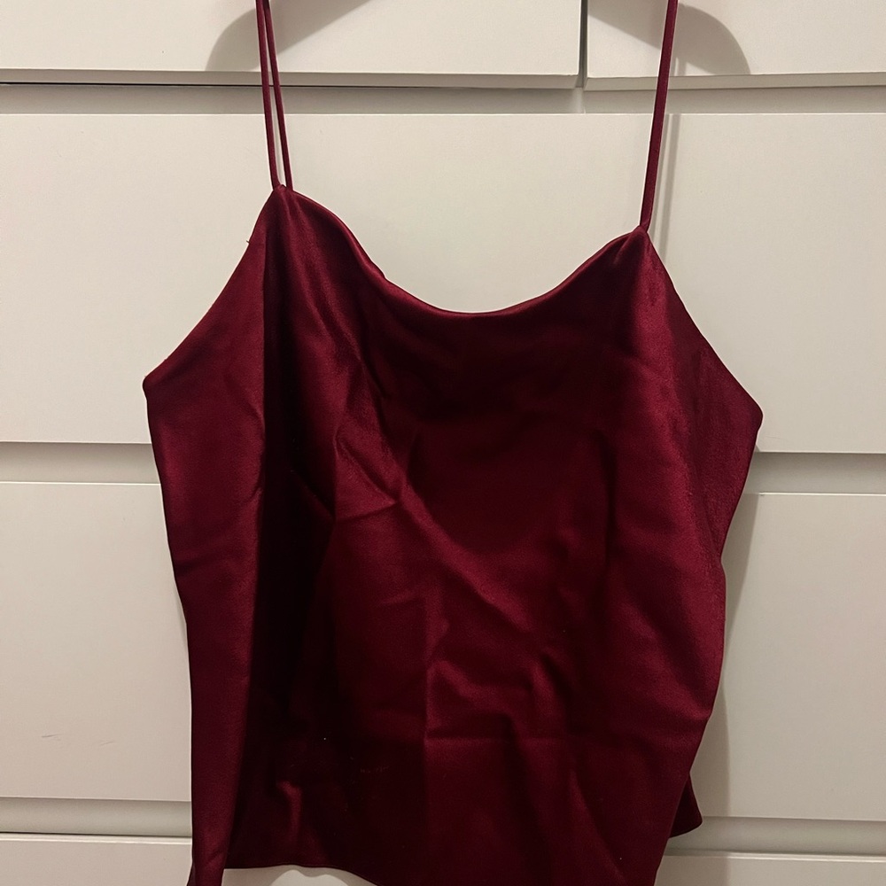 Alice + Olivia Deep Red Satin Camisole